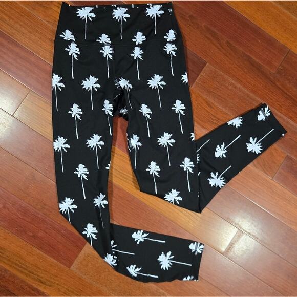 Spiritual Gangster Black Palm Tree Print Leggings Small - Picture 1 of 9